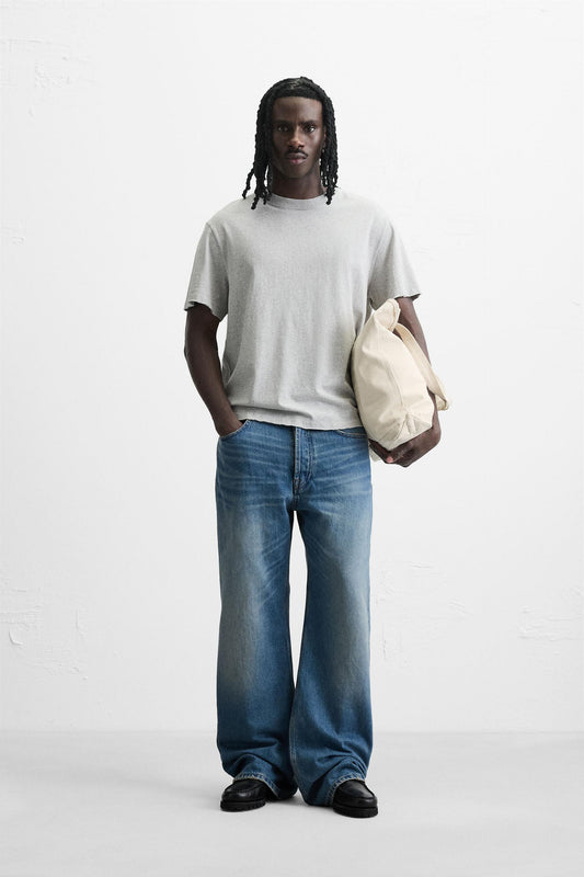 Zara Irregular-Texture T-Shirt β Grey Marl