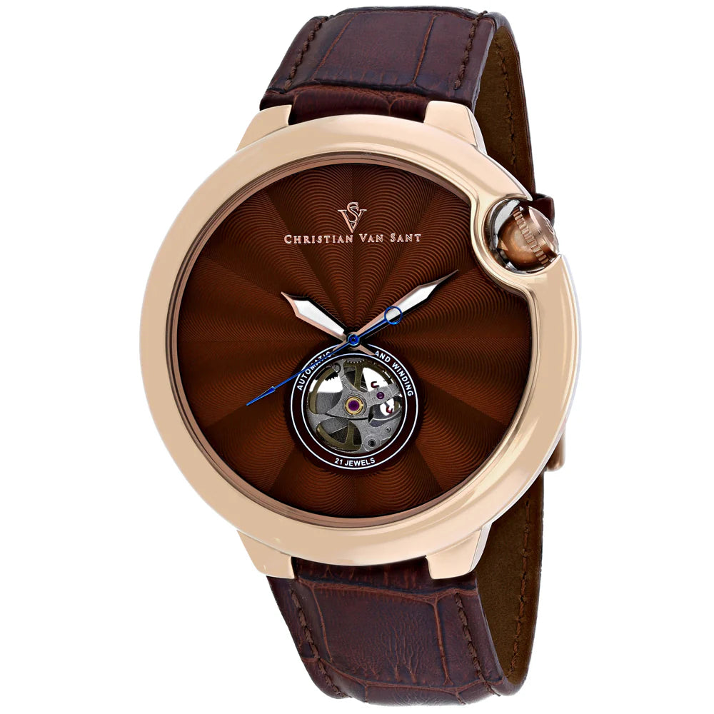 Christian van sant- Men’s cyclone automatic brown watch