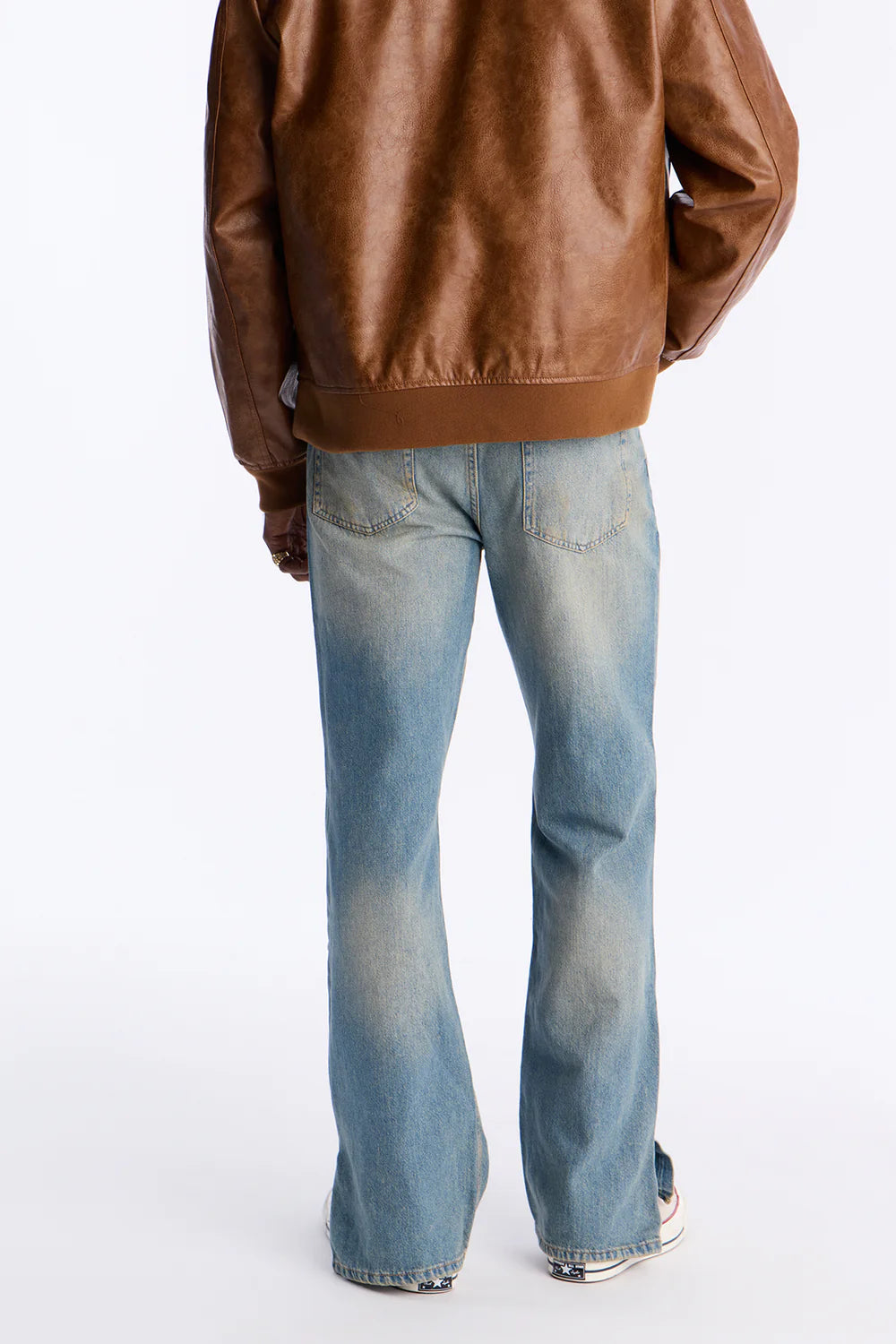Fashion novaMEN- Stacked Slim Flare Stare Slit Jean - Vintage Blue Wash