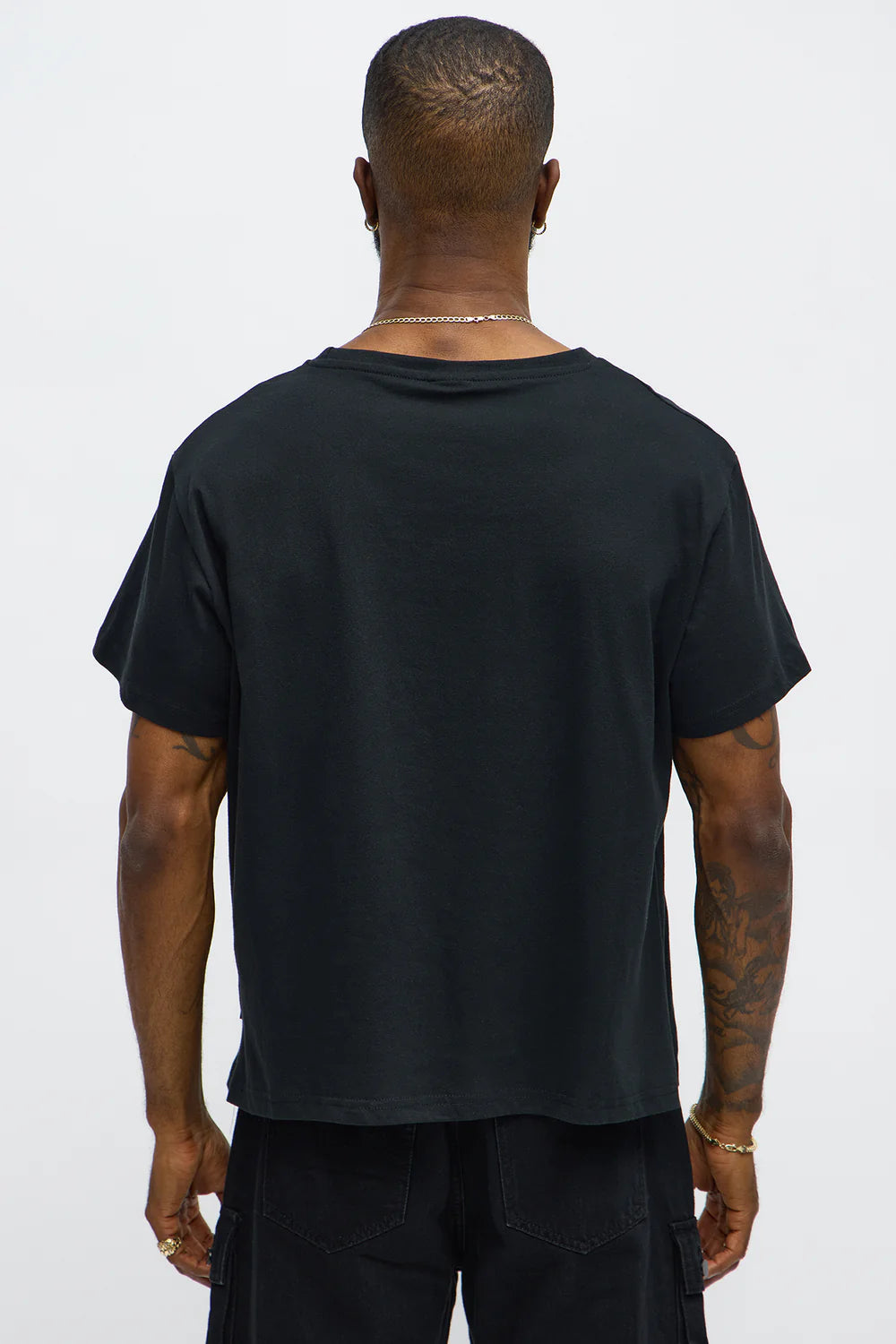 Fashion novaMEN-Cropped Short Sleeve Tee - Black