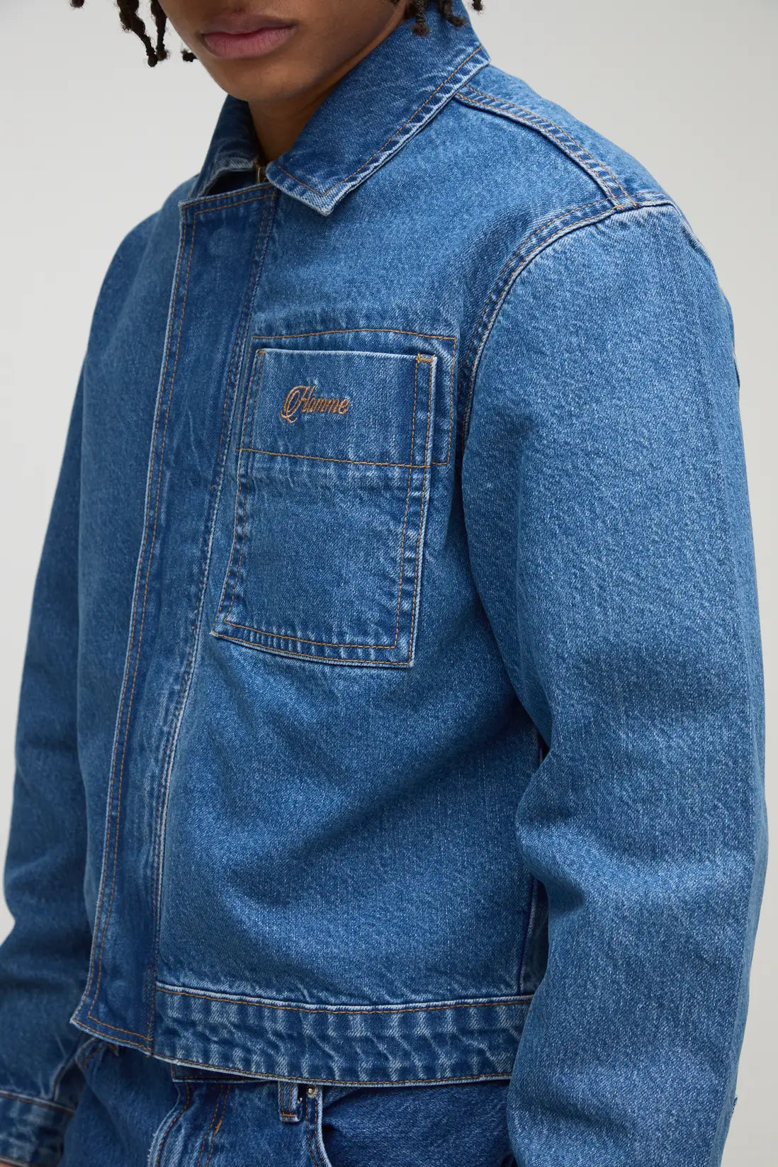 BoohooMAN-Placket Embroidered Denim Jacket