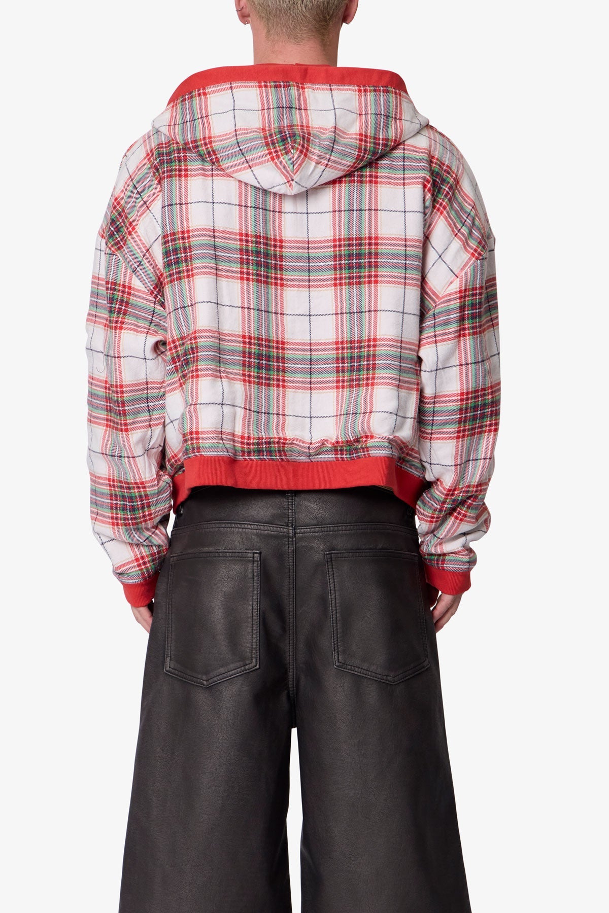 MNML-REVERSIBLE FLANNEL ZIP UP HOODIE