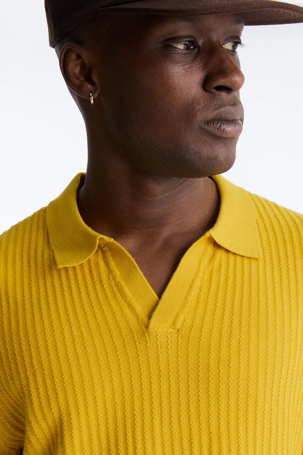 Fashion novaMEN-Knit Short Sleeve Shirt - Mustard