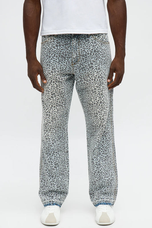 Fashion novaMEN-leopard print denim
