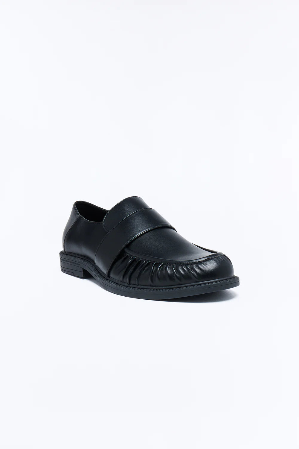 Fashion novaMEN -Ruched Toe Faux Leather Slip On Loafer - Black