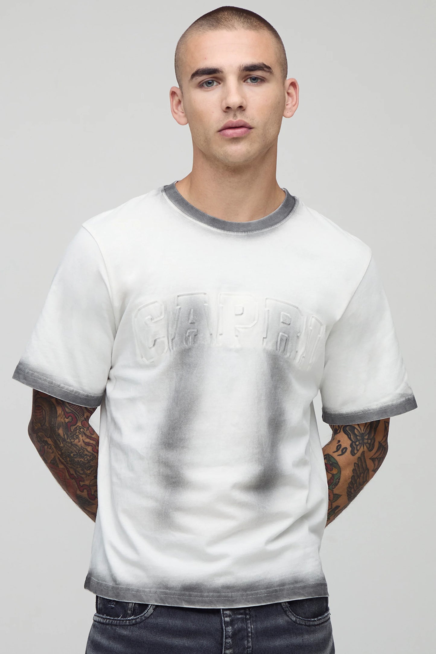 BoohooMAN- stained cropped Tshirt