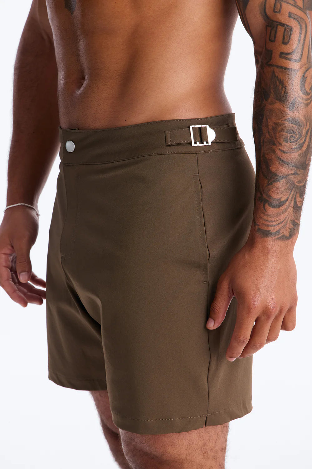 Fashion novaMEN-Elevated Stretch Trouser Swim Trunk 6″ - Brown