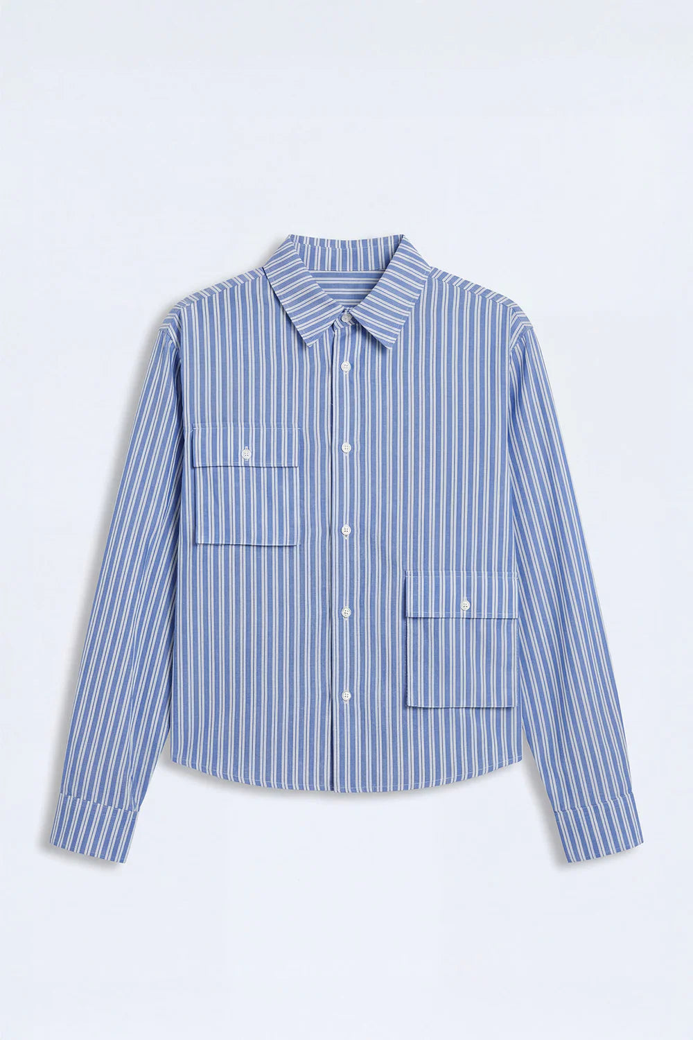Fashion novaMEN- Cropped Cargo Pocket Long Sleeve Button Up Shirt