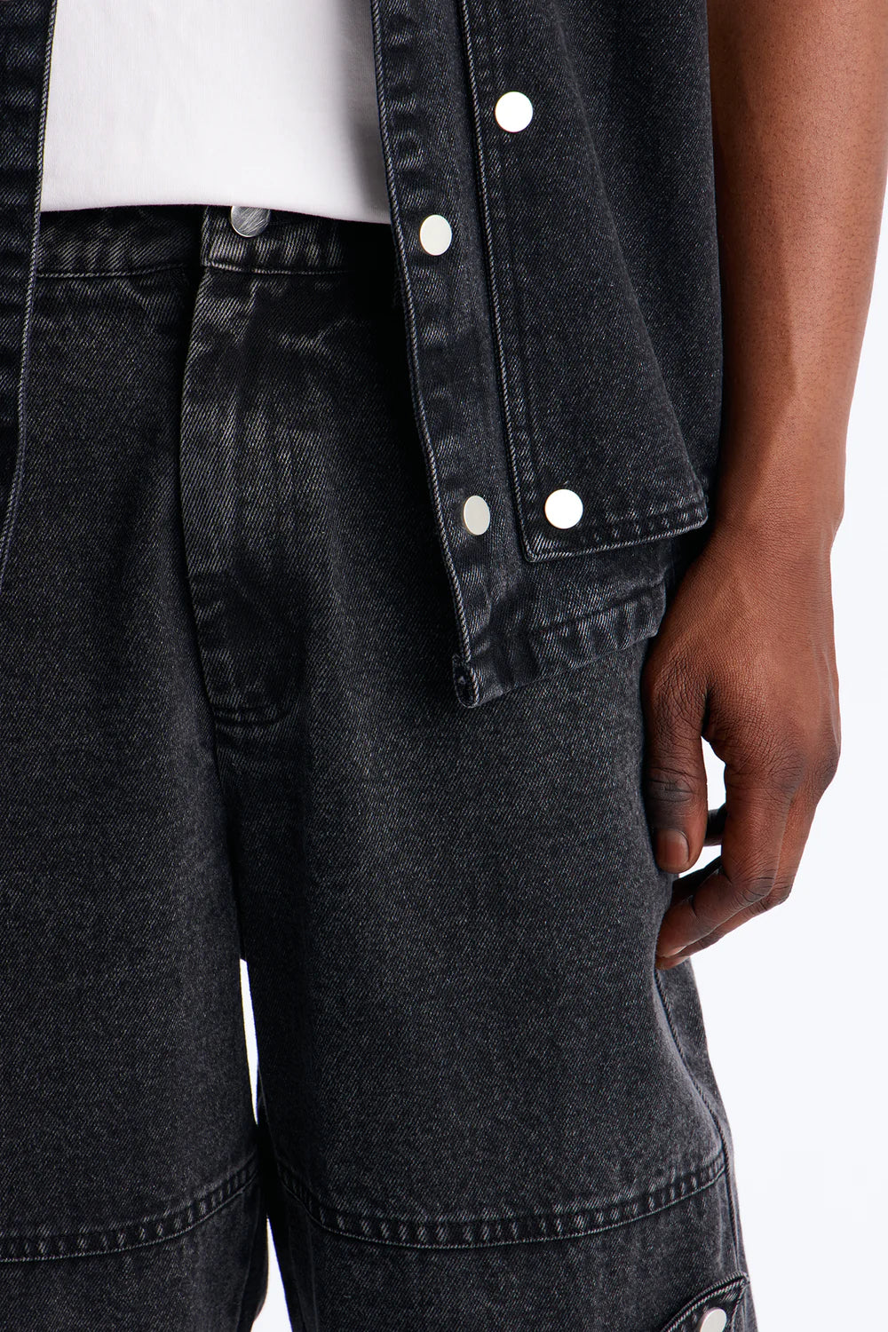 Fashion novaMEN-Straight Utility Snap Panel Jean - Black Wash