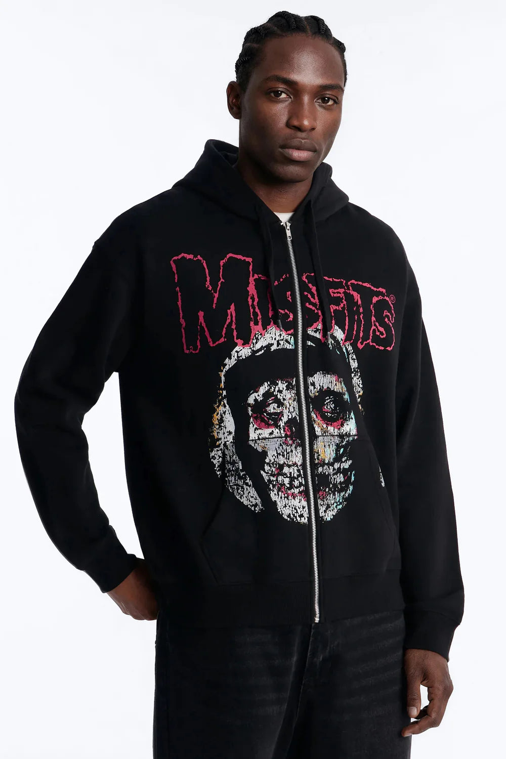Fashion novaMEN-MIsfits Vintage Zip Hoodie - Black Wash