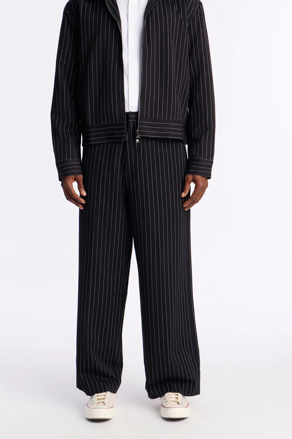 Fashion novaMEN-Wide Leg Straight Striped Trouser - Black