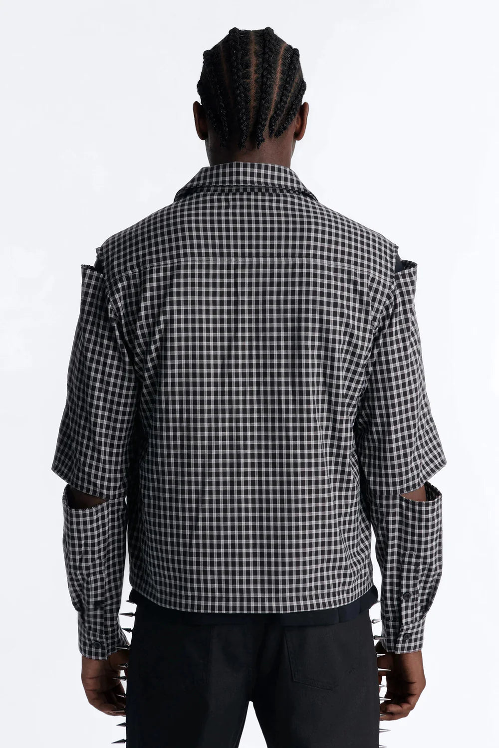 Fashion novaMEN-Railcut Plaid Button Up Shirt - Black