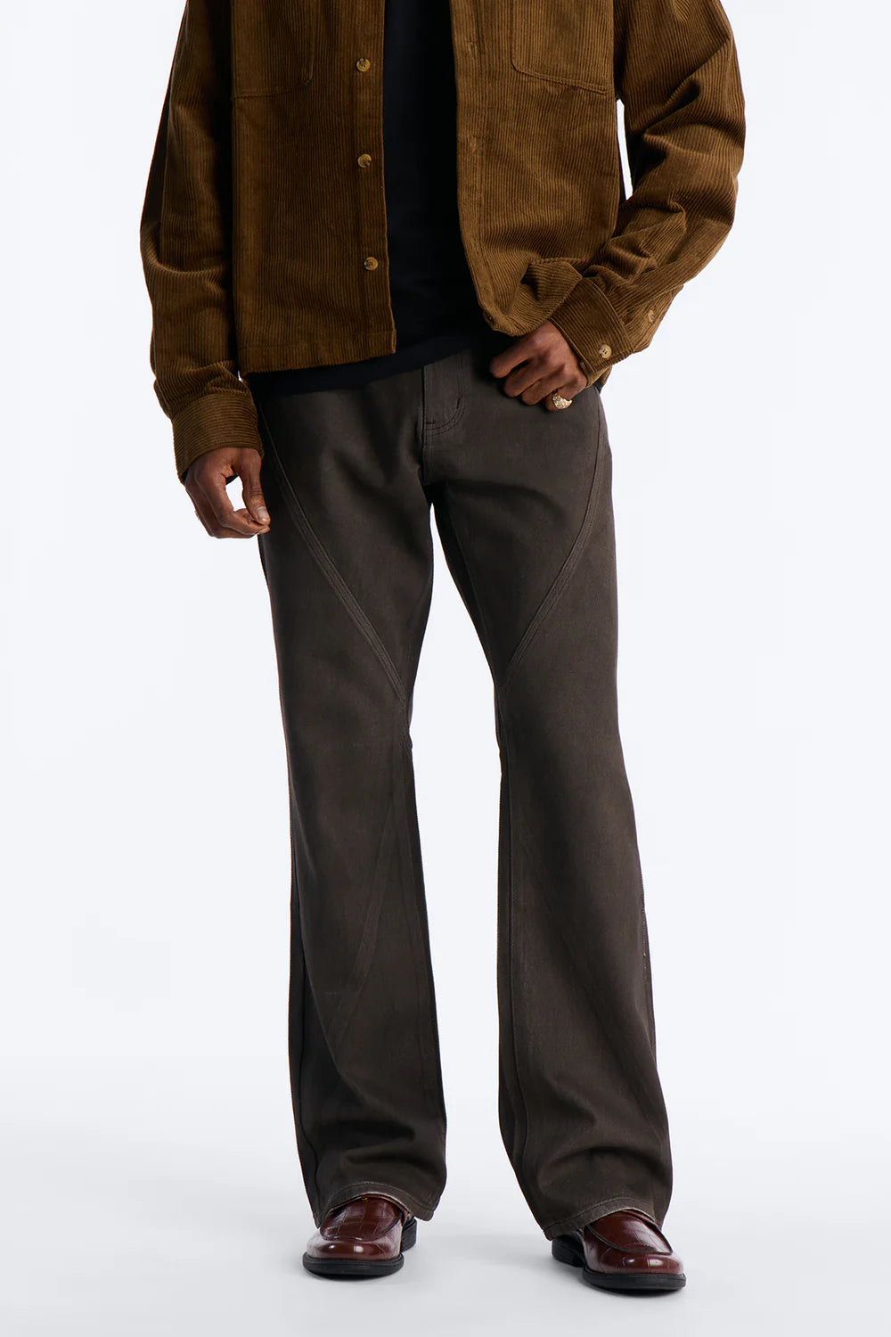 Fashion novaMEN-Stacked Slim Flare Phantom Waxed Jean - Olive