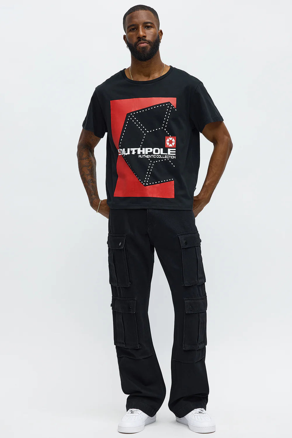 Fashion novaMEN-Cropped Short Sleeve Tee - Black