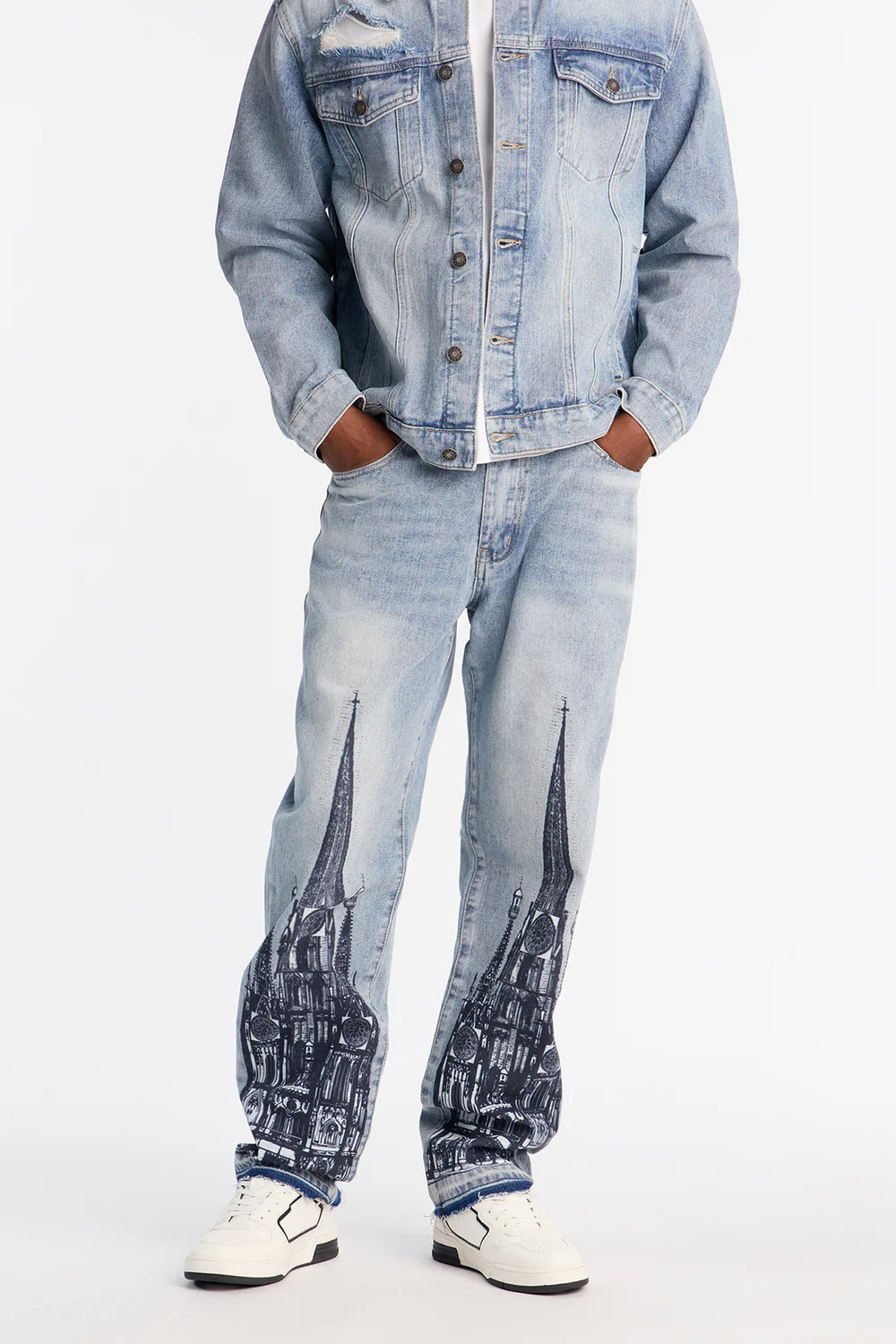 Fashion novaMEN- Straight Cathedral Jean - Medium Blue Wash