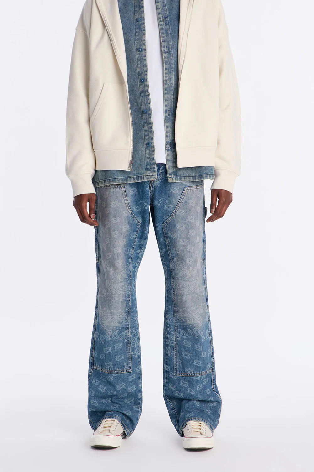 Fashion novaMEN- Stacked Slim Flare Carpenter Jean - Medium Blue Wash