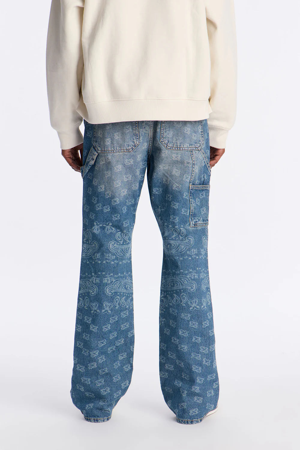 Fashion novaMEN- Stacked Slim Flare Carpenter Jean - Medium Blue Wash