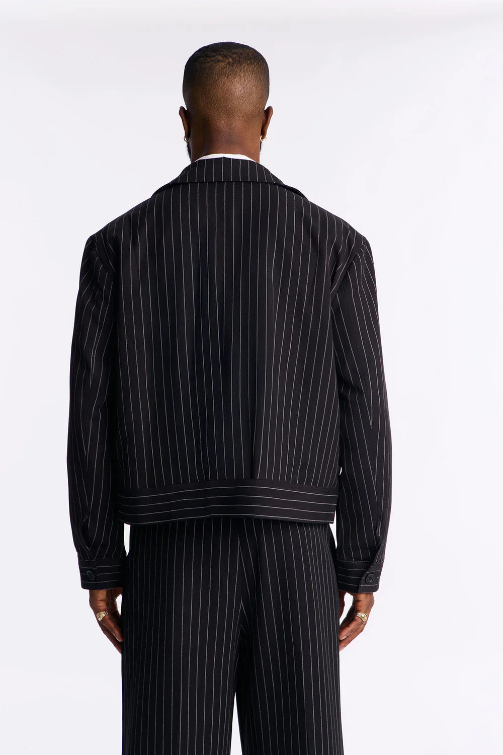 Fashion novaMEN-Straight Striped Jacket - Black