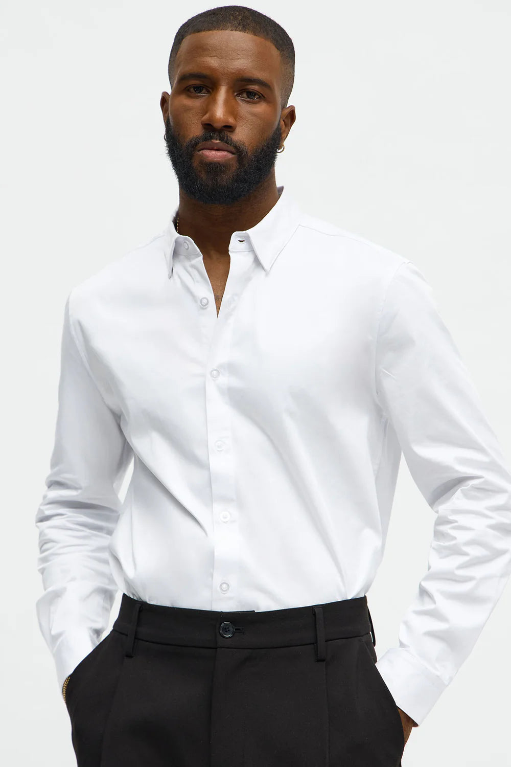 Fashion-novaMEN-Luxe Stretch Dress Shirt - White