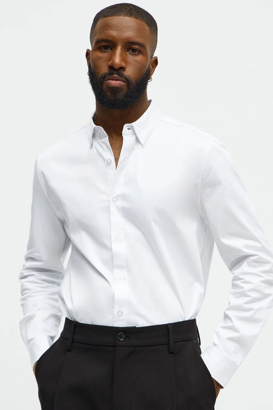 Fashion-novaMEN-Luxe Stretch Dress Shirt - White