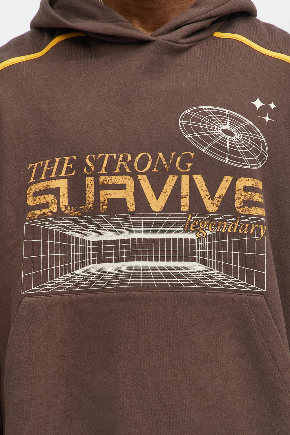 Fashion novaMEN-The Strong Survive Hoodie - Brown