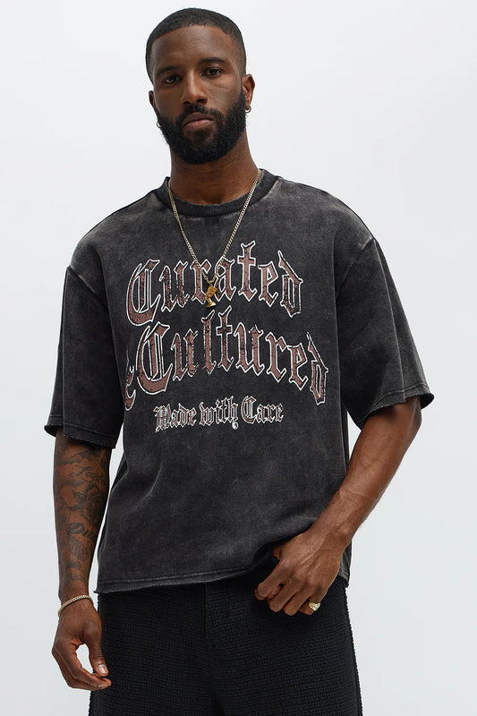 Fashion novaMEN-Curated Short Sleeve Tee - Black Wash