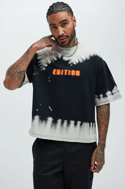 Fashion novaMEN-Blurred Edition Fleece Short Sleeve Tee - Black/combo