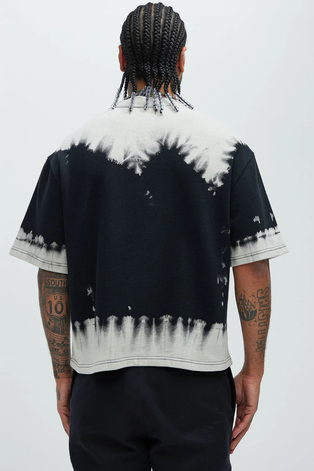 Fashion novaMEN-Blurred Edition Fleece Short Sleeve Tee - Black/combo
