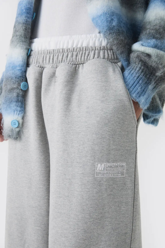 boohooMAN-Wide Leg Tie Cuff Double Waistband Joggers