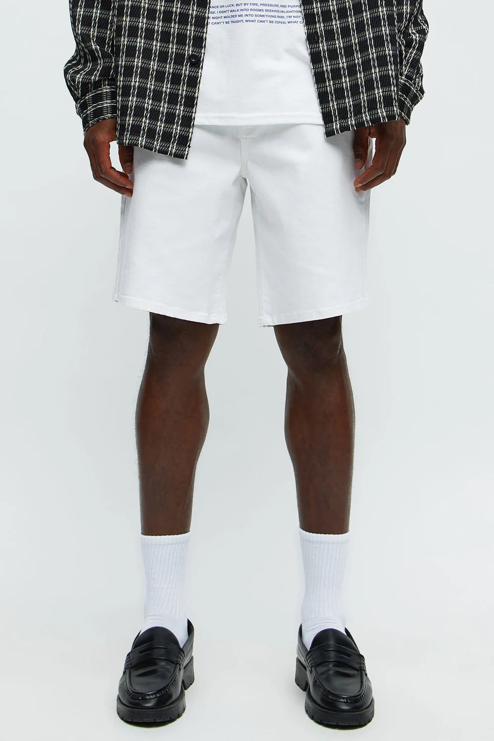Fashion novaMEN-Relaxed Denim Shorts - White
