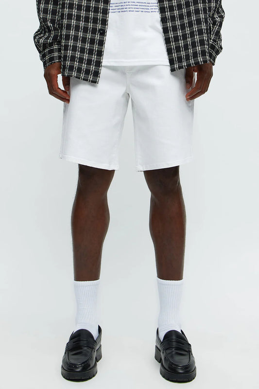 Fashion novaMEN-Relaxed Denim Shorts - White