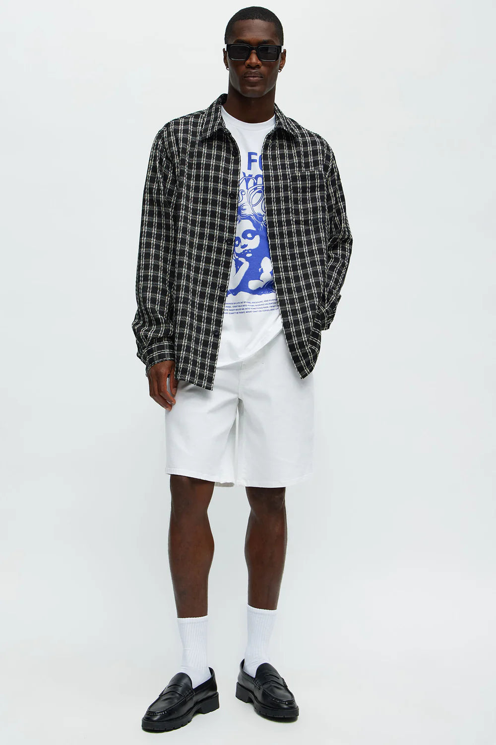 Fashion novaMEN-Relaxed Denim Shorts - White