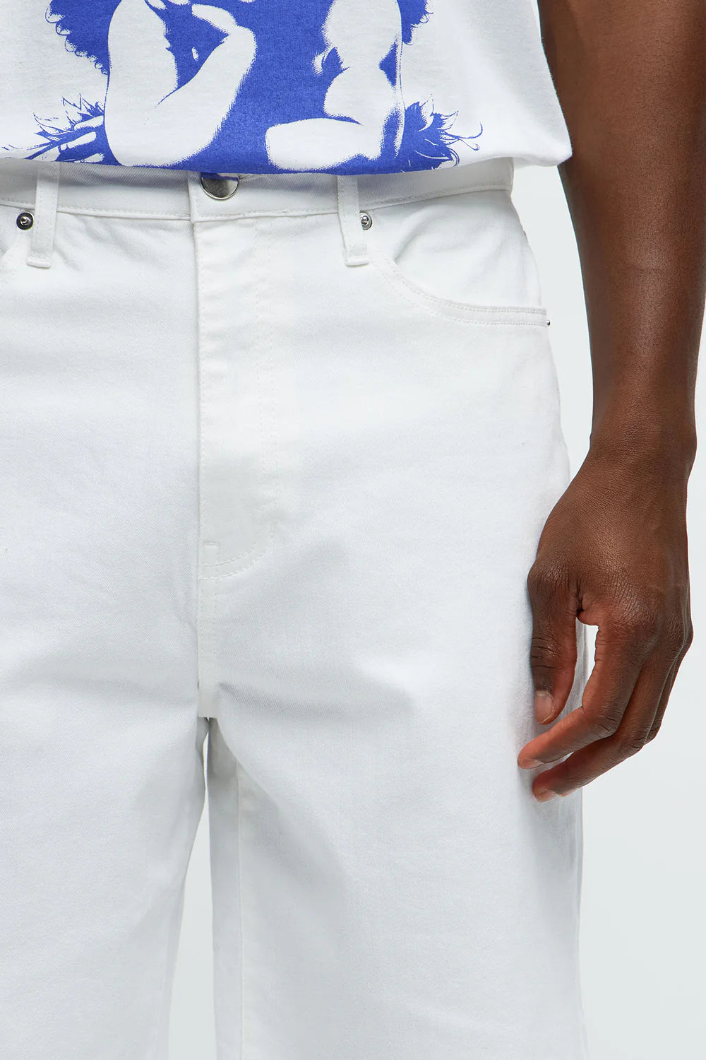 Fashion novaMEN-Relaxed Denim Shorts - White