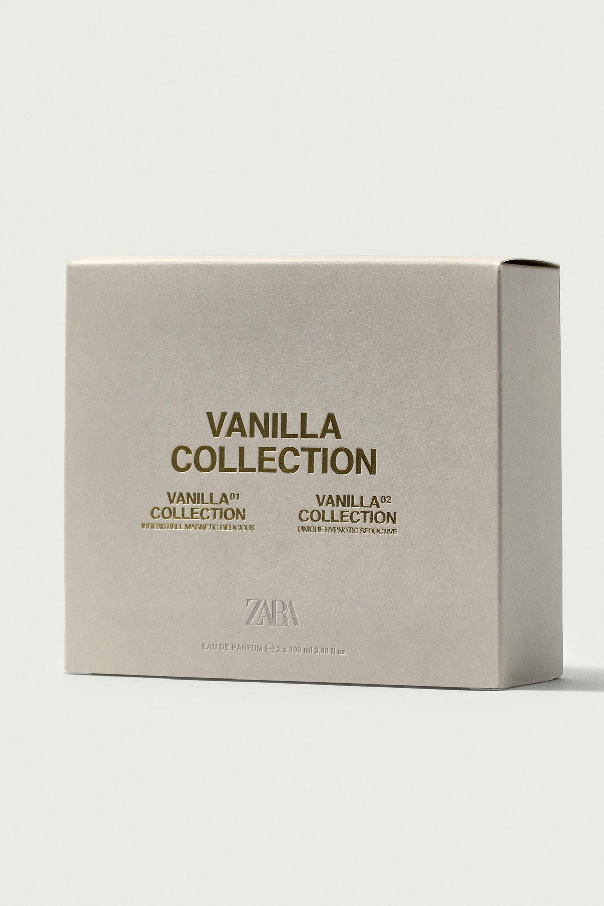 ZARA VANILLA COLLECTION 01 + 02: IRRESISTIBLE/MAGNETIC/DELICIOUS + UNIQUE/HYPNOTIC/SEDUCTIVE EDP 2 X 100 ML / 3.38 OZ